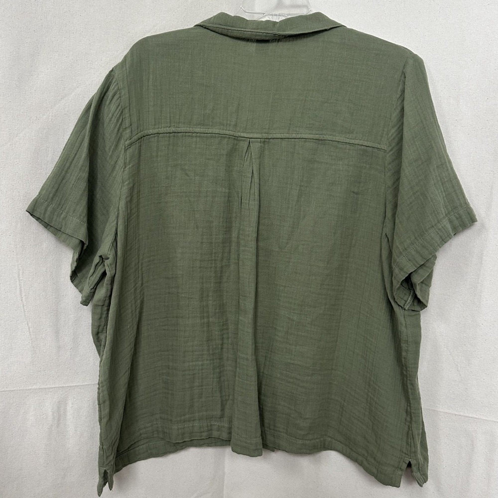 Old Navy Double Cloth Cotton Demi Resort Bare Ground Shirt XL Green Button Down - Picture 2 of 8